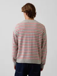 Relaxed Stripe Crew Sweater - RED STRIPE — view 3