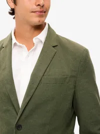 Relaxed Unlined Linen-Blend Blazer - Matcha Green — view 4