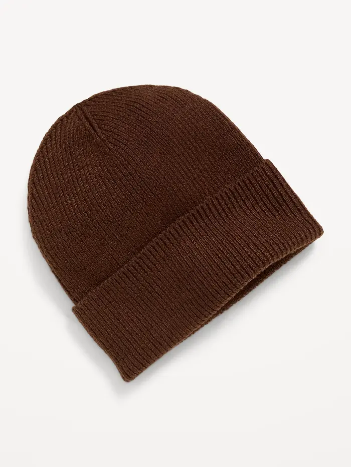 Ribbed Beanie for Men - Dark Walnut