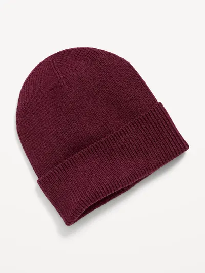 Ribbed Beanie for Men - Deep Red