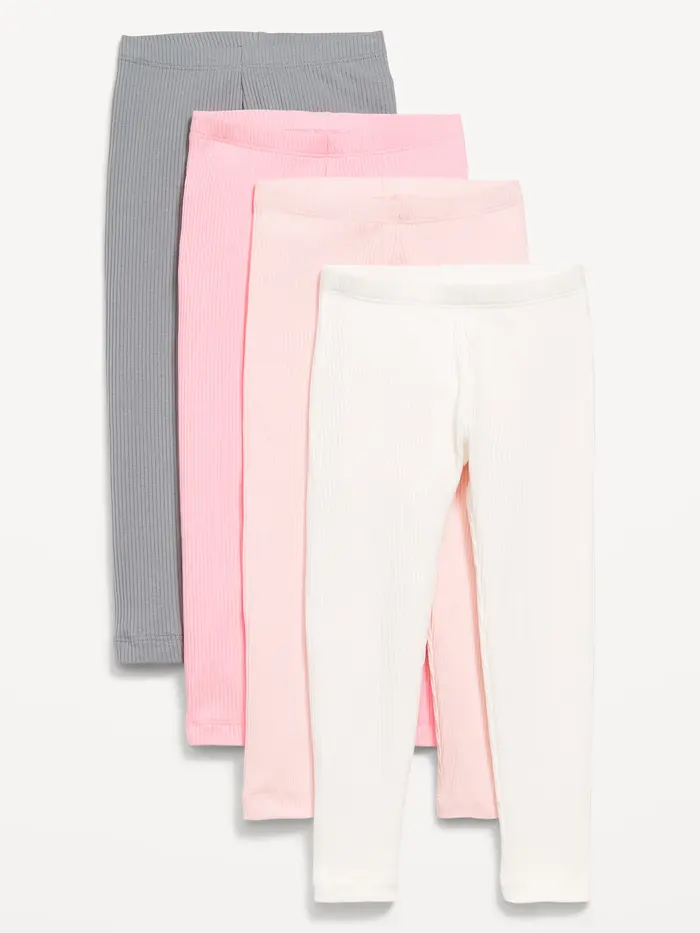 Ribbed Leggings 4-Pack for Toddler Girls - Pink Combo