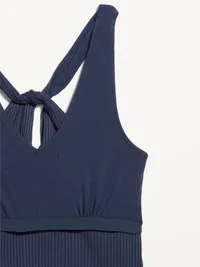 Ribbed Loop-Back Halter Top - Arctic Depth — view 4