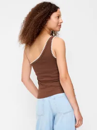Ribbed One-Shoulder Tank Top - Coco de mer — view 2