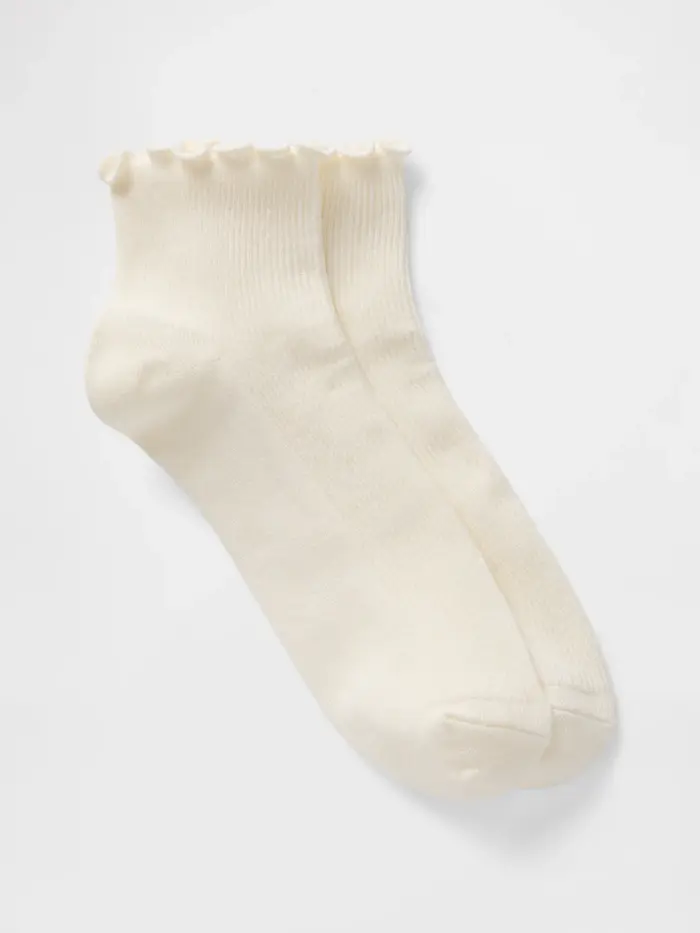 Ribbed Ruffle Socks - Optic white
