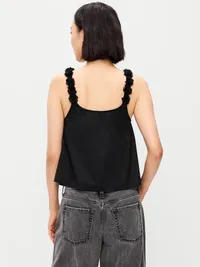 Rosette-Strap Tank Top - Black Jack — view 2