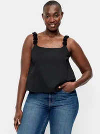 Rosette-Strap Tank Top - Black Jack — view 3