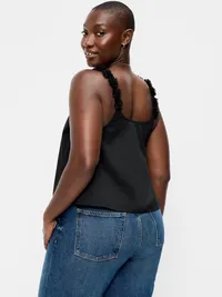 Rosette-Strap Tank Top - Black Jack — view 4