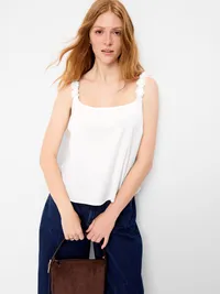 Rosette-Strap Tank Top - White Lilies — view 3