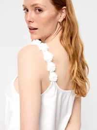Rosette-Strap Tank Top - White Lilies — view 4