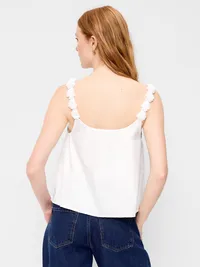 Rosette-Strap Tank Top - White Lilies — view 2