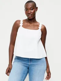 Rosette-Strap Tank Top - White Lilies — view 5