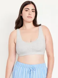 Ruched Cotton Bralette - Light Heather Gray — view 4