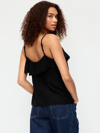 Ruffle-Front Tank Top - Black Jack — view 2