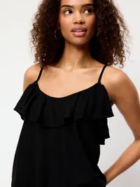 Ruffle-Front Tank Top - Black Jack — view 4