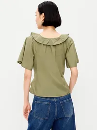 Ruffle Tie-Front Top - Bare Ground — view 2