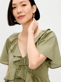 Ruffle Tie-Front Top - Bare Ground — view 4