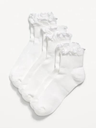 Ruffled Athletic Socks 3-Pack - White