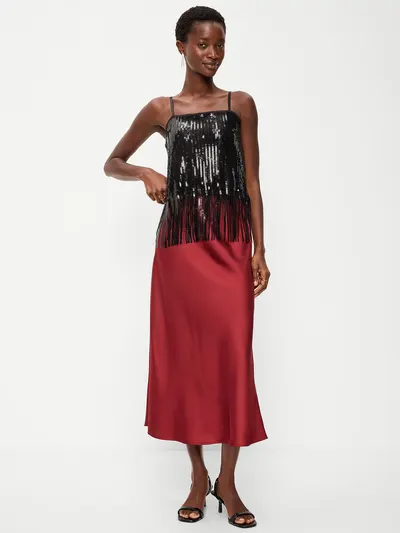 Satin A-Line Maxi Skirt - Emberglow