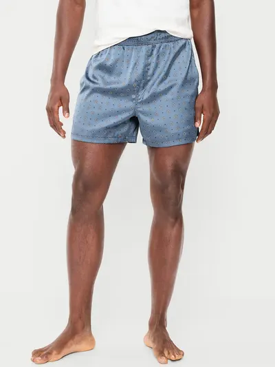 Satin Boxer Shorts - Blue Pattern