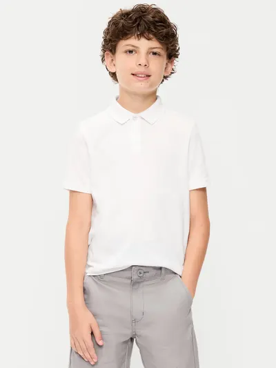 School Uniform Jersey Polo Shirt for Boys - Bright White