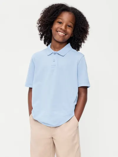 School Uniform Jersey Polo Shirt for Boys - Monet Blue