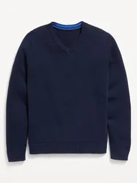 School Uniform Solid V-Neck Sweater for Boys - Ink Blue — view 2