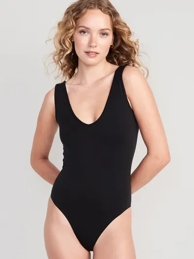 Seamless Base-Layer Tank Top Bodysuit - Black