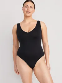 Seamless Base-Layer Tank Top Bodysuit - Black — view 4