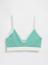 Seamless Rib Triangle Bralette - Green stripe — view 5