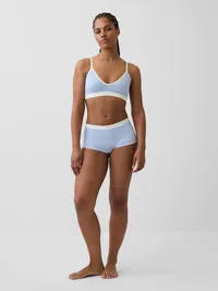 Seamless Rib Triangle Bralette - Moore blue mini stripe — view 4