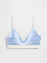 Seamless Rib Triangle Bralette - Moore blue mini stripe — view 5