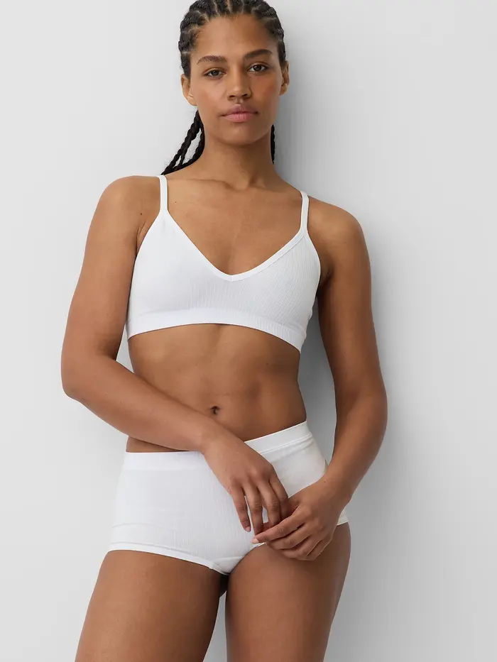 Seamless Rib Triangle Bralette - Optic white