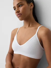 Seamless Rib Triangle Bralette - Optic white — view 3