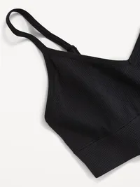Seamless Ribbed Longline Bra - Black Jack — view 3