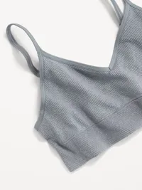 Seamless Ribbed Longline Bra - Medium Heather Gray — view 3