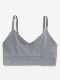 Seamless Ribbed Longline Bra - Medium Heather Gray — view 4
