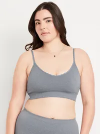 Seamless Ribbed Longline Bra - Medium Heather Gray — view 5