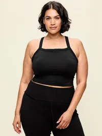 Seamless Square-Neck Longline Bra - Black Jack — view 5