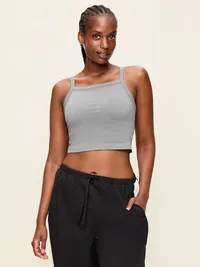 Seamless Square-Neck Longline Bra - Heather Grey — view 3