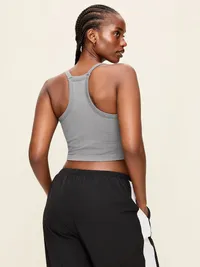 Seamless Square-Neck Longline Bra - Heather Grey — view 4