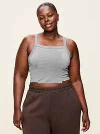 Seamless Square-Neck Longline Bra - Heather Grey — view 5