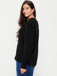 Seaside Cotton Shaker Oversized Tunic Sweater - Black Jack — view 2