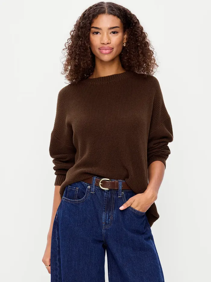 Seaside Cotton Shaker Oversized Tunic Sweater - Earthen