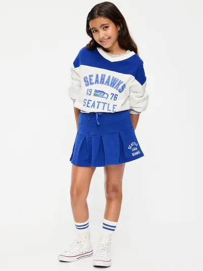 Seattle Seahawks French Terry Pleated Skort for Girls - Seattle Seahawks