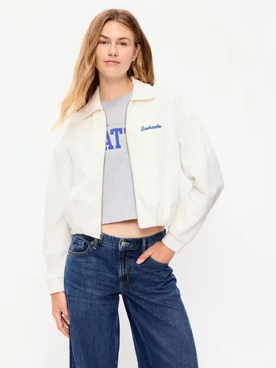 Seattle Seahawks Oversized Fleece Bomber Jacket for Women - Seattle Seahawks