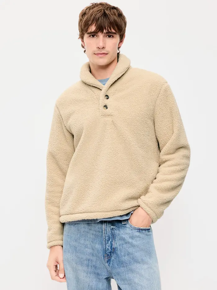 Shawl-Collar Sherpa Pullover - A Stone's Throw