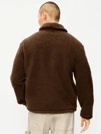 Shawl-Collar Sherpa Pullover - Dark Walnut — view 2