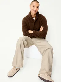 Shawl-Collar Sherpa Pullover - Dark Walnut — view 3