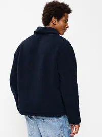 Shawl-Collar Sherpa Pullover - In the Navy — view 2