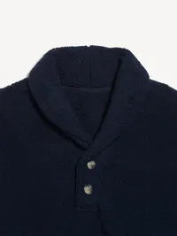 Shawl-Collar Sherpa Pullover - In the Navy — view 5